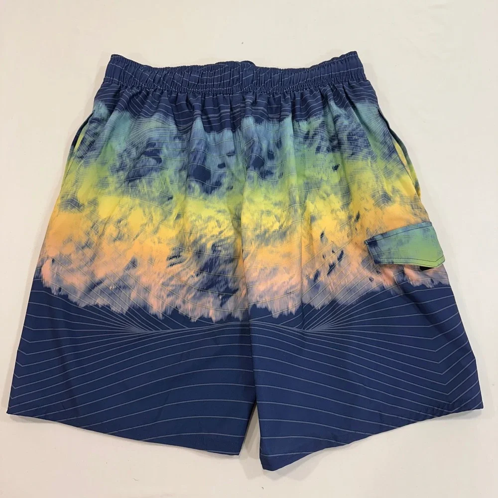 U.S. Apparel Tie Dye Sunset Swim Trunks Mens Size Medium Blue Yellow | Surf core